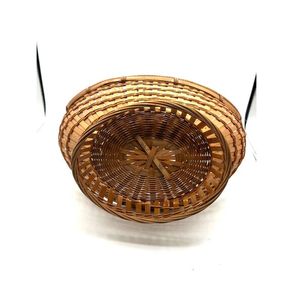 Vintage Wicker Gondola Basket Arched Handle Handmade - Picture 3 of 5